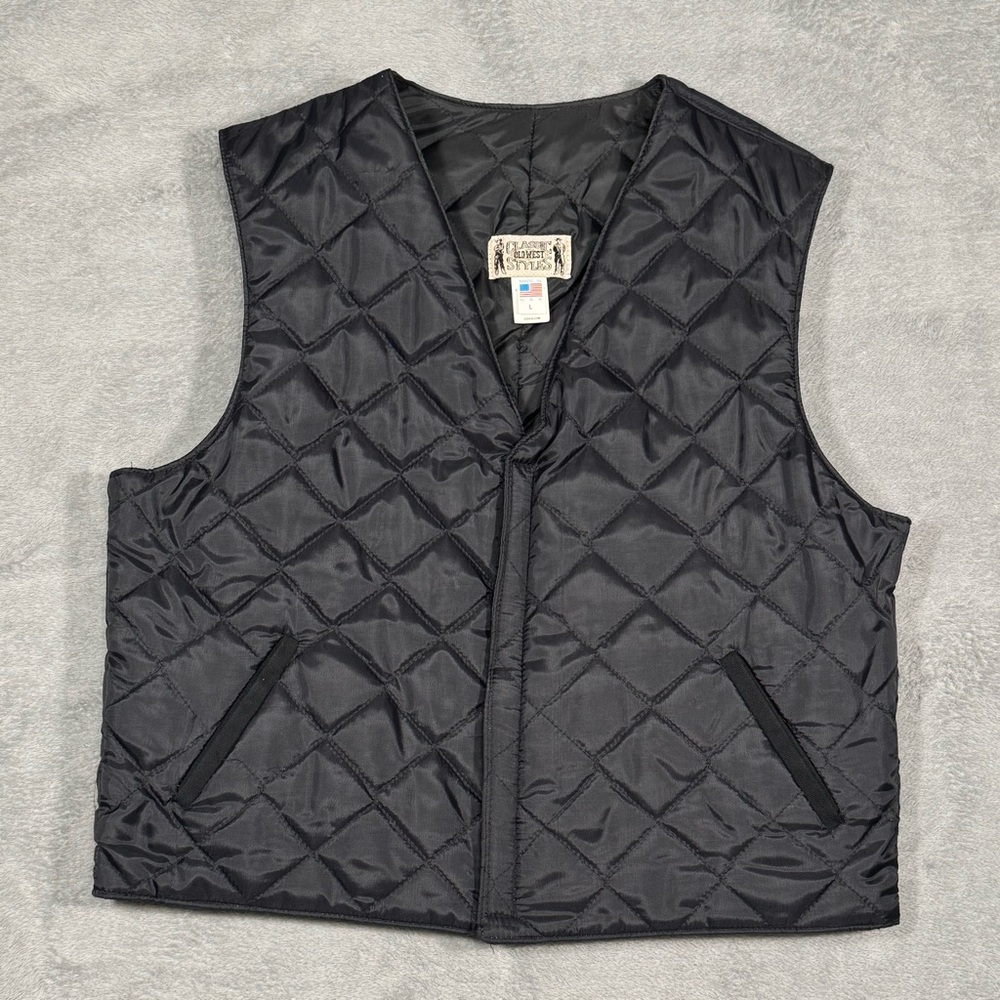Classic Old West Styles Quilted Vest Men L Black Made USA Conceal Carry Outdoor